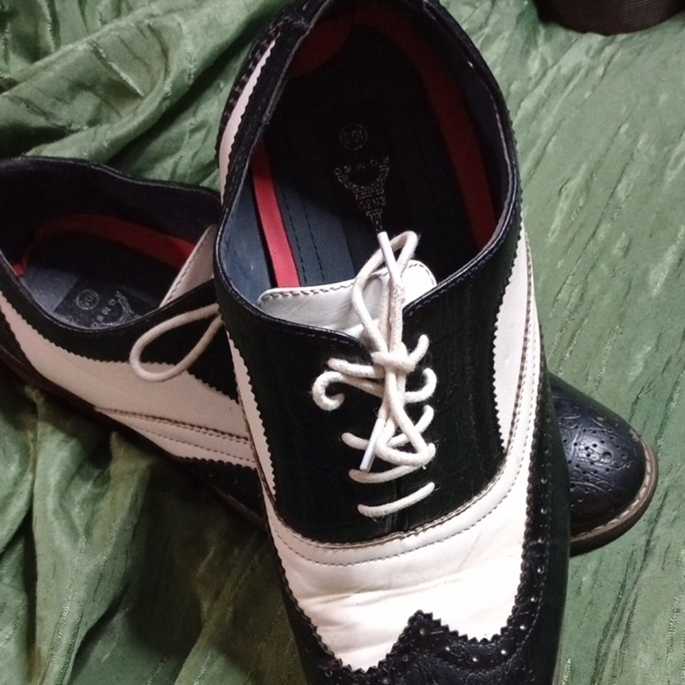 Classic Black and White Men's Dress Shoes